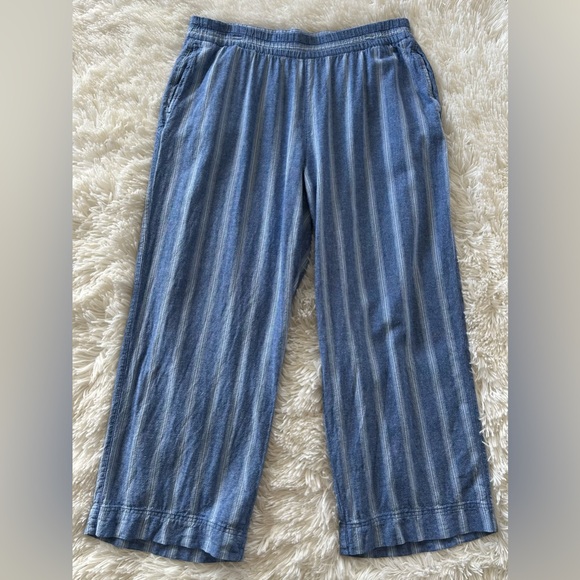 Old Navy Pants - Old Navy | Blue Striped Wide Leg Linen Pants